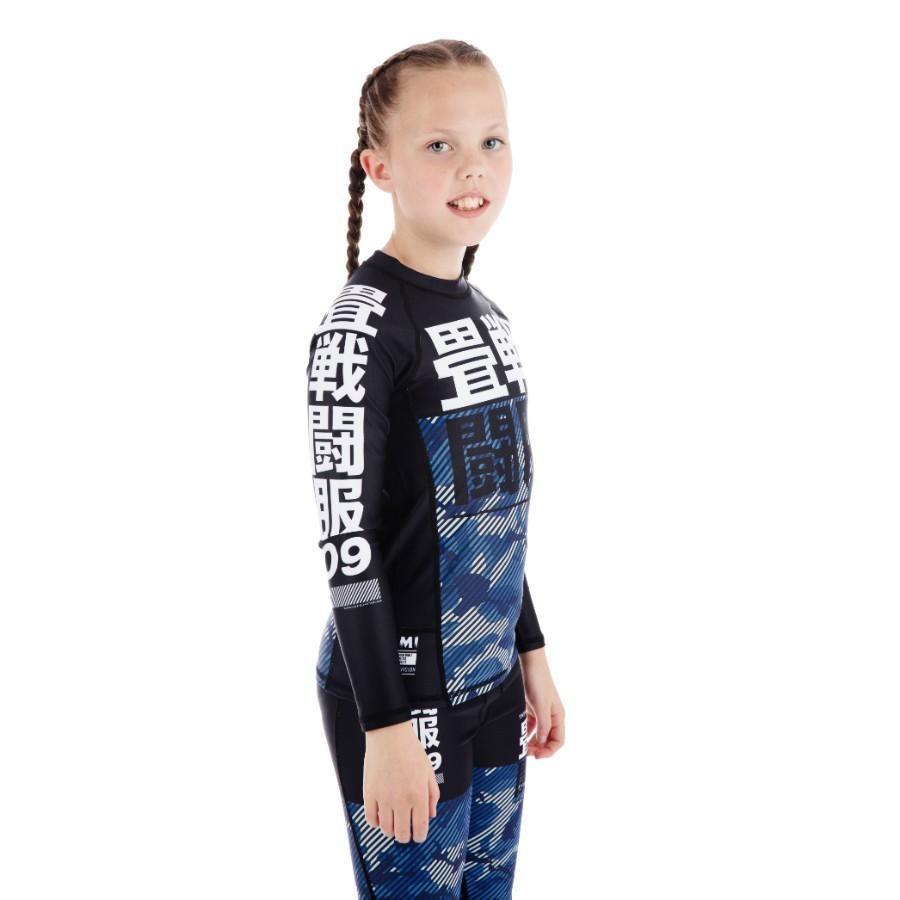 Kids Essential Camo Rash Guard - Blue